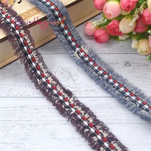BRISTLEGRASS 1 Yard 1-1/8" 28mm Glitter Braided Fringed Crochet Lace Trim Macrame Tassel Ribbon Fabric Pillow Dress Sewing Craft