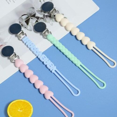 Baby Pacifier Clip Chain Wooden Holder BPA-free Soother Leash Strap Nipple Holder For Love Infant Nipple Bottle Clip Chain