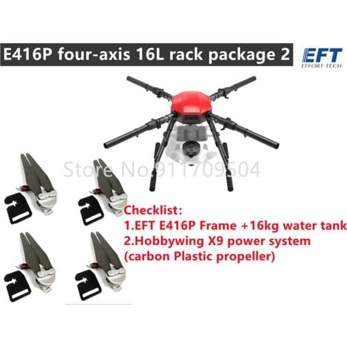 EFT E416P 16L 16KG agricultural spray drone frame kit spray package with Hobb ywing X9 power four-axis folding