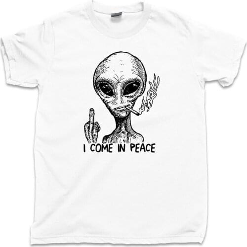 Alien I Come In Peace T Shirt Extraterrestrial Ufo Area 51 Roswell Spaceship 2020 New T-Shirts Men Clothing High Quality Shirts