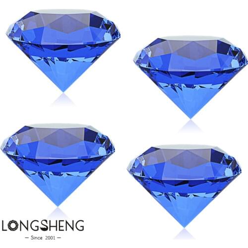 50mm solid crystal blue centerpieces 5cm glass diamond for home decor 2 inch paperweight BlueGem