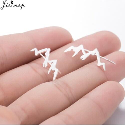 Jisensp Summer Style Punk Peak Mountain Cute Stud Earrings Jewelry for Women Fashion V Shaped Geometric Earrings pendientes