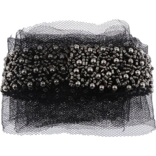 Lace Ribbon Lace Braid with Pearls, 1 Yard Decorative Ribbon Bead Trim Sewing