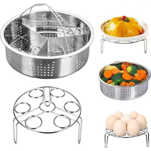 Kitchen Steamers Stainless Steel Egg Steamer Rack Bun Steamed Basket Home Kitchen Cooking Gadget rangement