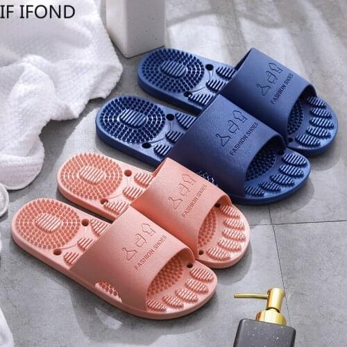 IF IFOND Foot Massage Slippers Women Bathroom Non-slip Slippers Woman Indoor Soft Bottom Couple Slippers Summer Beach Sandals
