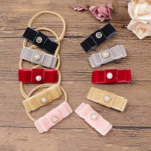Soft Velvet Two Layer Pearl Hair Bows Clips Parent-child Hair Accessories Button Hairpin Kids Hair Grip Little Girls Headwear