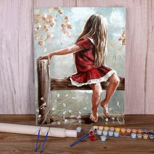 Flower Girl Painting By Numbers Kit Oil Paints 50*70 Oil Painting Decorative Paintings For Kids Wholesale Handicraft