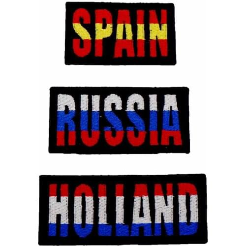 Russia holland spain Patch embroidered iron on applique military custom DIY patches for caps t-shirt clothing decoration