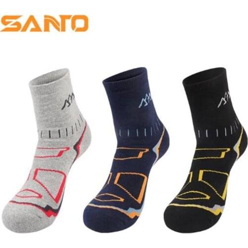 Men Sports Socks (3 Pairs/lot) SANTO/S016 Cotton Quick Dry Warm Male Socks Outdoor Climbing Hiking Socks