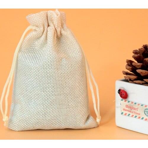 Wholesale 50pcs/lot Beige Jute Bags 7x9cm Small Burlap Gift Bag Pouches Favor Jewelry Charms Gifts Packaging Linen Bags