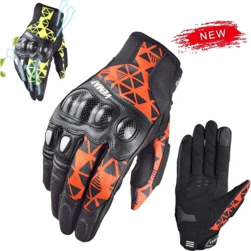 VEMAR Perforated Summer Breathable Mesh Motorcycle Racing Gloves Men Touch Screen Off Road Motorbike Riding Gloves Guantes Moto
