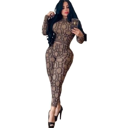 European station sexy women pant set o neck long sleeve slim fit 2 pieces outfits for women suit track suit DD5058