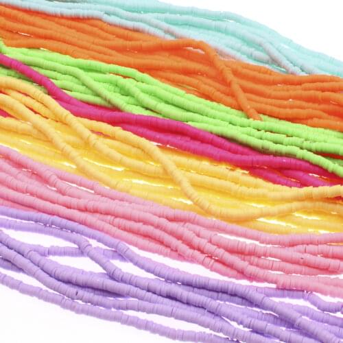 CHONGAI Flat Round Polymer Clay Beads Chip Disk Loose Spacer Handmade Beads For DIY Jewelry Making Bracelet Finding 4mm