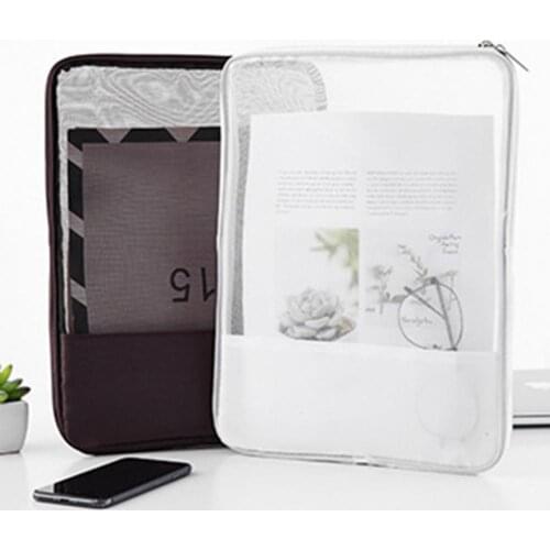 Documents Bag Translucent Zipper Compact Design Student Case Paper Examination Nylon Bag for Garden