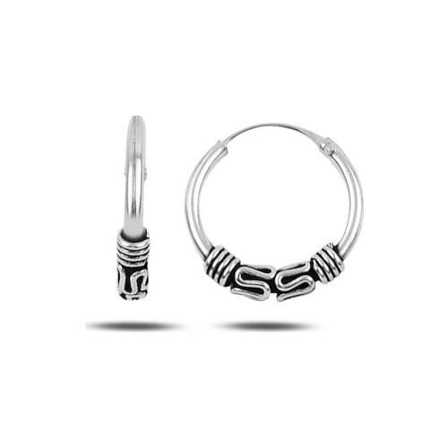 Silver 925 Sterling 14mm Oxidized Ring Earrings