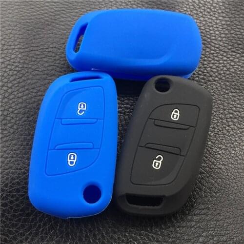 Silicone rubber car key case cover for citroen C2 C3 C4 PICASSO for peugeot 307 308 408 2 button floding key case cover