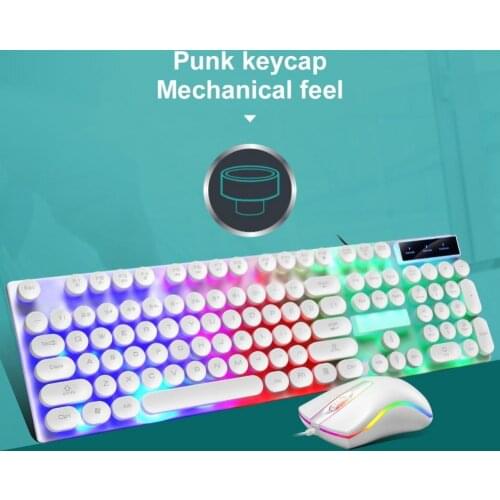 Stylish Wired Keyboards LED Backlight Mechanical Keyboard Mouse Set For Computers Laptops Game Player Keypads