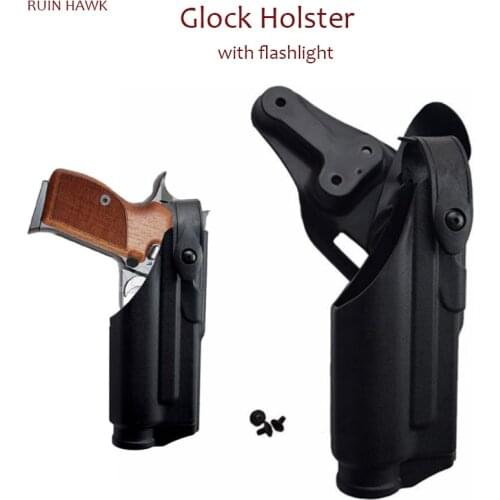 Tactical Glock Gun Holster A Real Pistol 17 19 22 23 31 32 Belt Holsters with Flashlight Tactical Hunting Glock Accessories