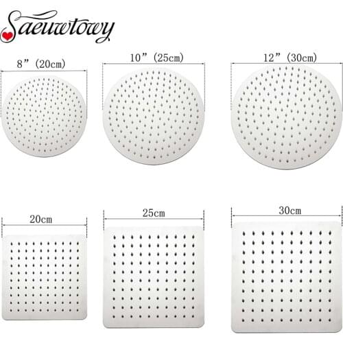 Brushed Nickel Stainless Steel Square Rainfall Shower Head Top Sprayer High Pressure Round & Square Ultra-Thin Showerheads