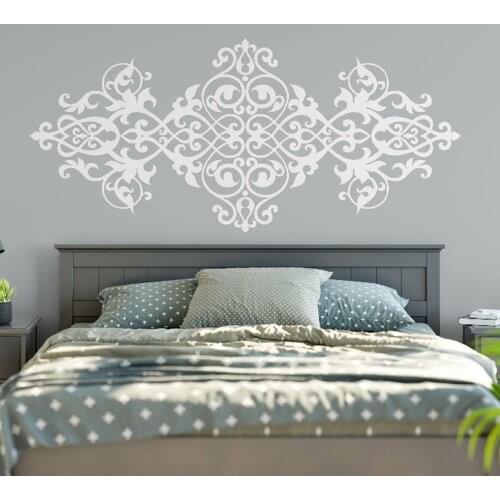 Large Size Vintage Headboard Wall Decal Baroque Style Design Mandala Flower Wall Stickers Master Bedroom Home Art Decor M28