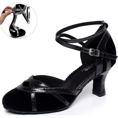 Woman Closed Toe Latin Dance Shoes For Girls Soft Bottom Ballroom Salsa Dancing Shoes For Women Flannel Waltz Pratice Dance-shoe