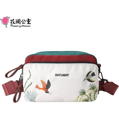 Flower Princess Daylight Embroidery Contrasting Color Canvas Womens 2021 Spring Broadband Crossbody Shoulder Cell Phone Nylon B