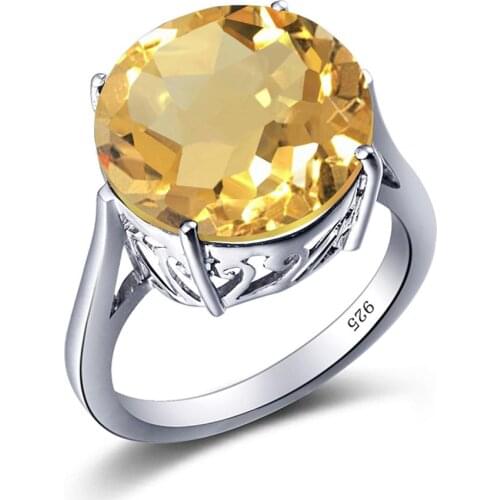 Szjinao Silver Ring For Women Real 925 Sterling SIlver Punk Rings Big Gemstones Gothic Handmade Yellow Crystal Halloween Jewelry