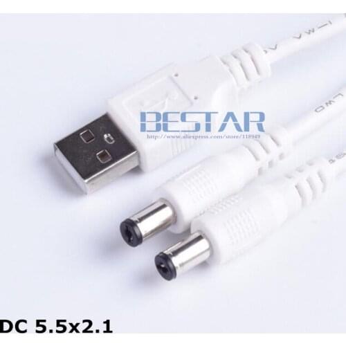 1M USB TO DC 5.5*2.1 Jack 1 IN 2 Out Power charging cable dc 5.5 2.1 mm male to male Plug Cable 3FT for LED Light Controller