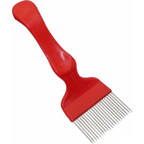 Bee Tools 21-Pin Stainless Steel Tines Comb Beekeeper Uncapping Fork Scratcher Beekeeping Red Honey Fork 1 Pc