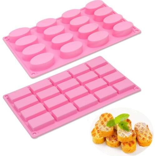 1pcs Soap Silicone Mold Rectangular Cake Pan Bakeware Oval Shape Chocolate Mould For Baking Tray Kitchen Accessories
