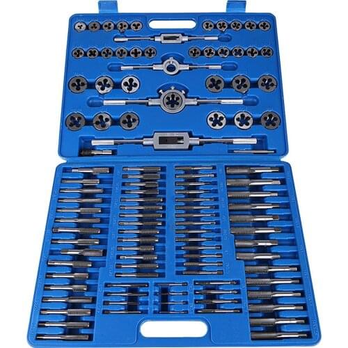 110PCS/Lot M2 M18 Tapping Drill Metalworking Screw Nut Thread Tap & Die Tool Set with Wrench Handle Heavy Duty Hand Tool Kit