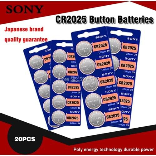 20pcs For Sony 3V CR2025 Cell Coin Button Batteries DL2025 BR2025 KCR2025 CR 2025 Lithium Battery For Watch Toys Remote Control