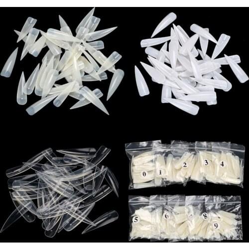 500Pcs Long Sharp False Nail Art Tips Acrylic Salon Natural White Clear Acrylic Salon Fake Artificial Nail Tips Beauty Tools