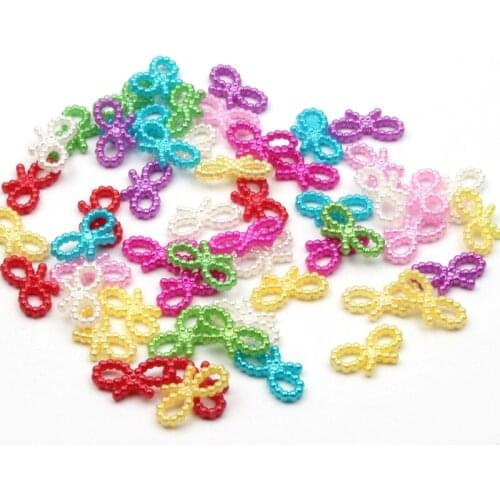 60pcs 12.5*10.5mm Acrylic Imitation Pearls Beads Buckle Sewing Garment Bow DIY Decoration Accessory