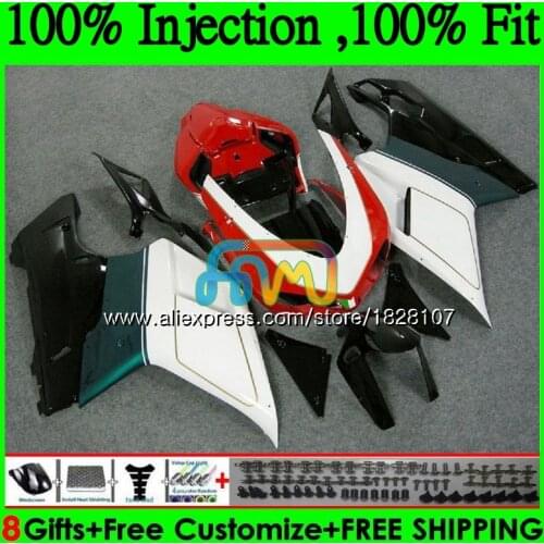 848 1098 For DUCATI 848R 1098R 1198 07 08 09 10 11 70BS.17 1098S 848S White green R 1198S 2007 2008 2009 2010 2011 2012 Fairing