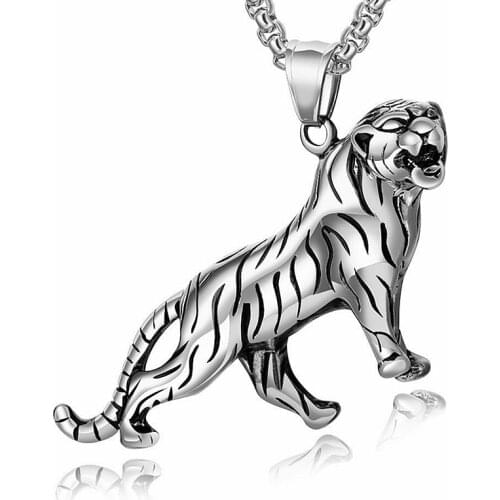 HNSP Punk Animal Tiger pendant necklace For Men Male Gift