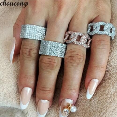 Choucong Handmade Hiphop Ring 925 sterling Silver micro pave AAAAA cz Engagement Wedding Band Rings For Women men Party Jewelry