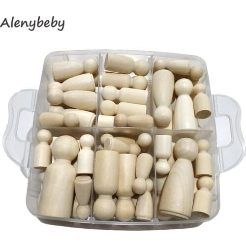 Wood Peg Dolls 50pcs Maple Wood Unpainted Family Wooden Dolls Baby Toy Weddings Dolls Decor Montessori Toys Baby Teether