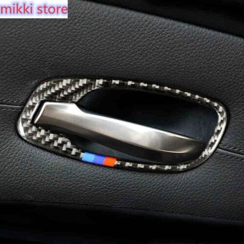 For BMW 5 Series E60 E61 F10 2005-17 Carbon Fiber Car Interior Door Handle Cover Trim Door Bowl Stickers Car Styling accessories