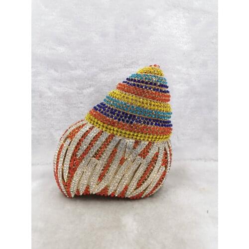 Elegant Women Gold Conch Clutch Minaudiere Evening Bags Diamond Wedding Handbag Bridal Purse Party Dinner Clutches Bags Green