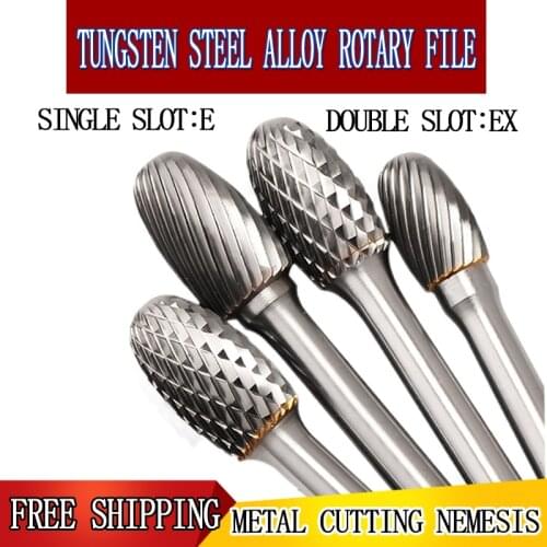 Hand tools metal engraving milling cutter woodworking 6 mm straight shank rotary burr E (EX) shape cemented carbide rotary file