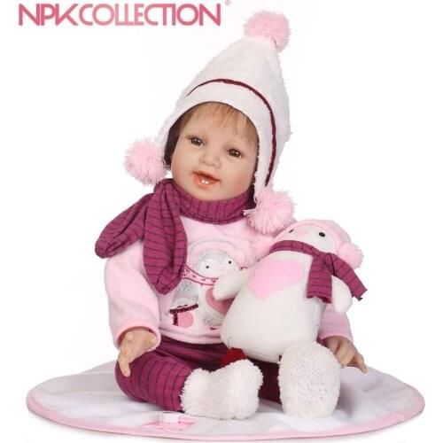 NPKCOLLECTION 55cm Vinyl Silicone Reborn Baby Doll kids Playmate For Girl boneca reborn Soft Toys For Bouquets Doll Bebes Reborn