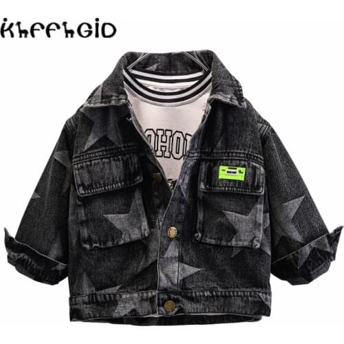 Childrens denim jacket, childrens clothing 2021 spring and autumn new boys mid-length tops childrens casual fashion jackets