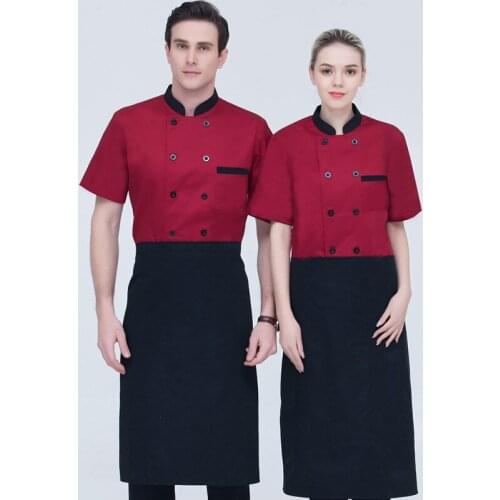 Summer chef jacket mens short sleeve kitchen jacket waitress uniform back breathable mesh design