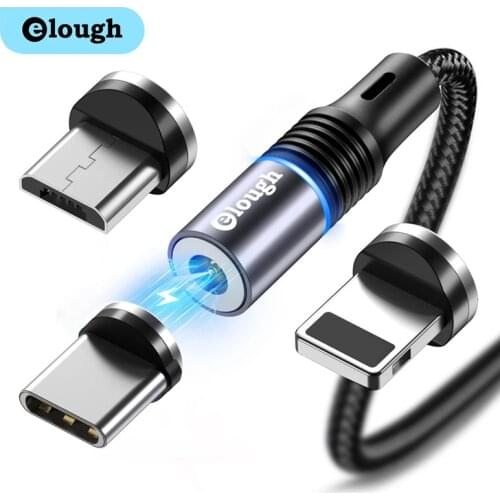 Elough 360 Rotate Magnetic Cable for iPhone Samsung Xiaomi Magnet Fast Charging usb Type C Cable Magnetic Charger Phone Cord