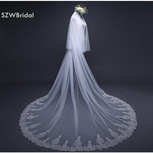Fashion 3 Meter veil wedding Long Lace Edge Bridal Veil with Comb Wedding Accessories Sluier Vestido de noiva voile de mariee