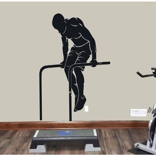Muscle Workout Wall Decal Pull Up Exercise Sports Door Window Vinyl Sticker Training Room Stadium Gym Interior Decoration E270