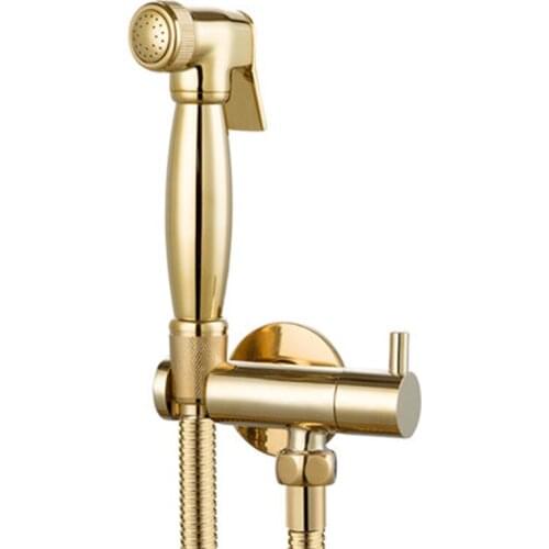 Solid Brass Golden Bidet Set Toilet Handheld Bidet Toilet Spray Gun Bidet Faucet Brass Valve Hand Shower Holder & hose