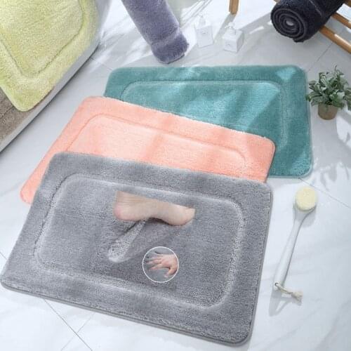 Non-slip Bath Mat Thicken Plush Carpet Solid Color Absorbent Bathroom Kitchen Rugs Washable Home Entrance Foot Mats Floor Decor