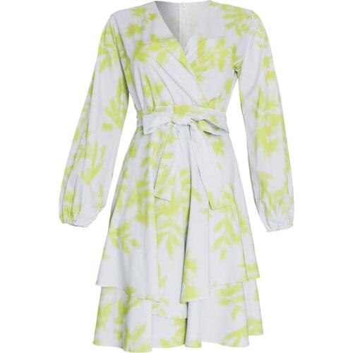 New Fashion V-neck Print Slim Sexy Party Club Mini Dress Elegant Women Long Sleeves African Clothes 2021 Spring Summer 3XL